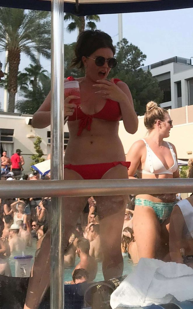 Candice Brown in Red Bikini - Wet Republic Pool Party in Las Vegas