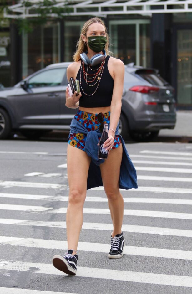 Candice Swanepoel - Wearing shorts during a walk in New York