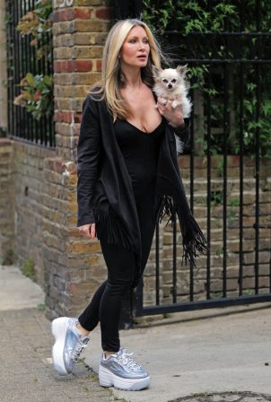 Caprice Bourret - Taking her dog Stinker out in London