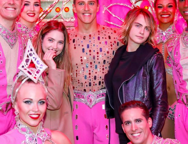 Cara Delevingne and Ashley Benson - Poses with the Moulin Rouge Dancers in Paris