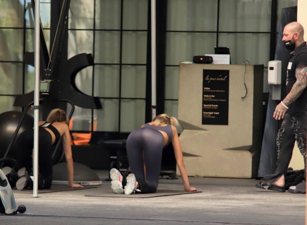 Cara Delevingne and Kaia Gerber do a tandem workout