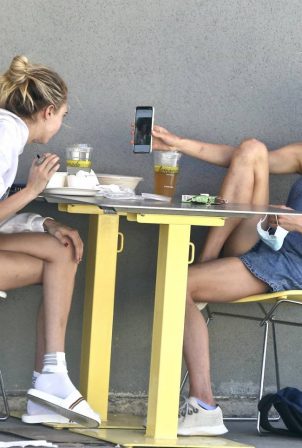 Cara Delevingne and Margaret Qualley - Have lunch in Studio City