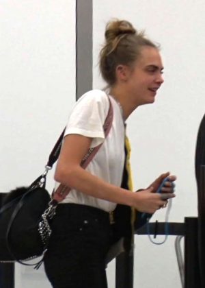 Cara Delevingne at the Los Angeles International Airport