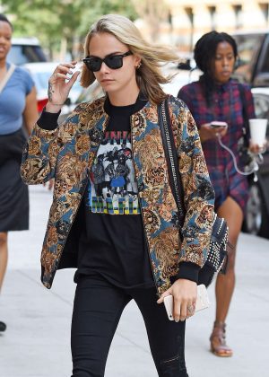 Cara Delevingne in Black Jeans out in New York