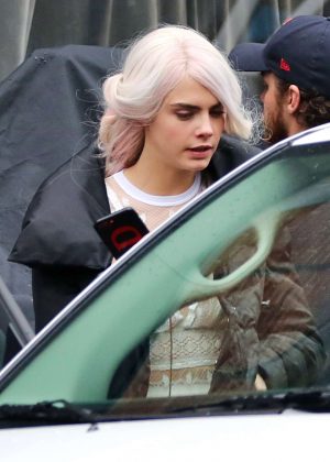 Cara Delevingne - On the set of 'Life in a Year' in Toronto