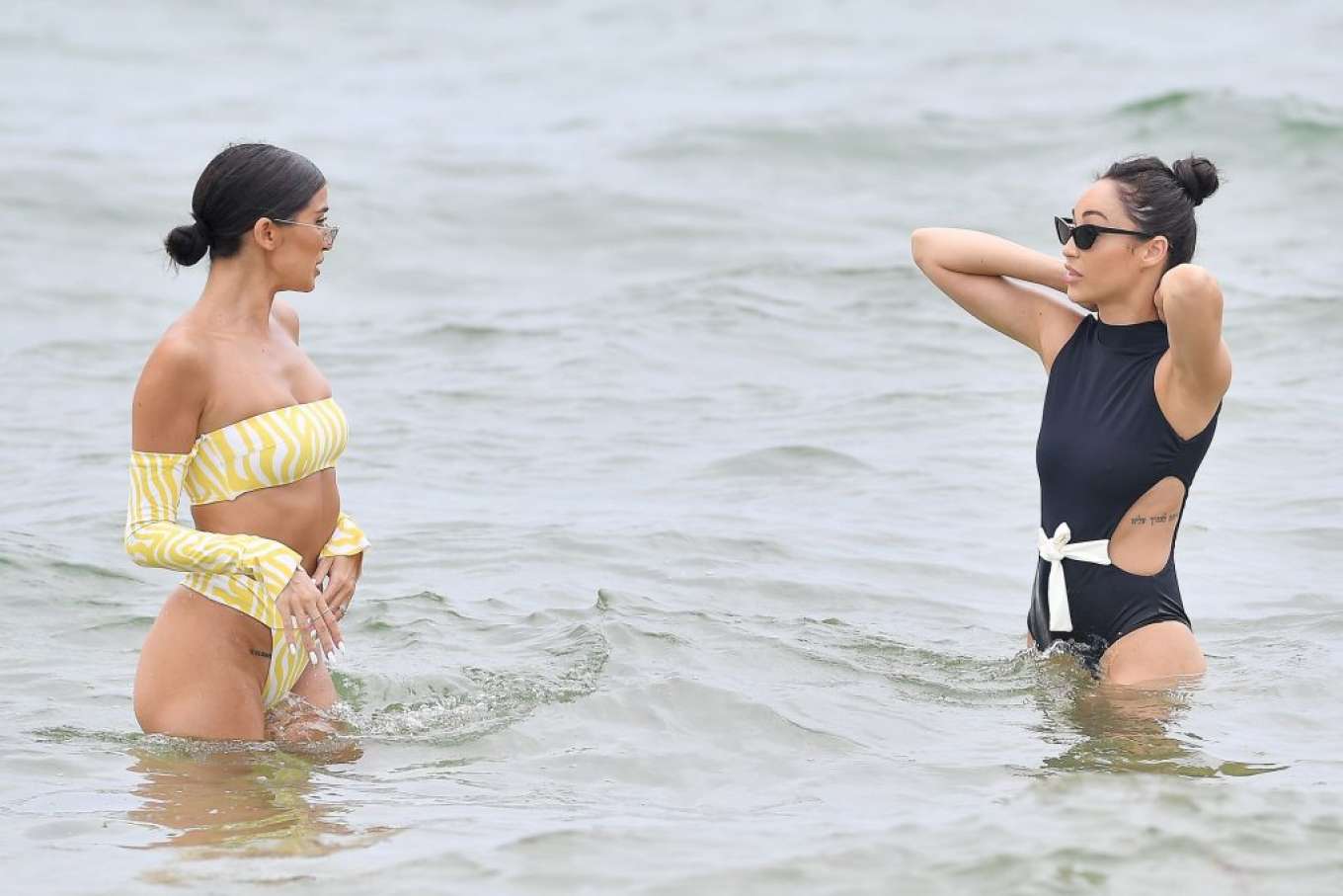 Cara Santana in Black Swimsuit at the beach in Miami