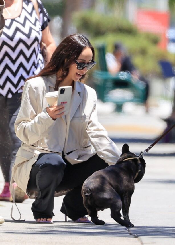 Cara Santana - Pictured with French Bulldog in West Hollywood