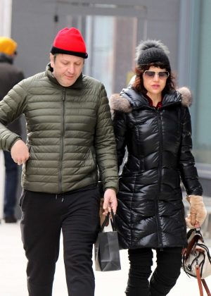 Carla Gugino and her husband Sebastian Gutierrez out in NY