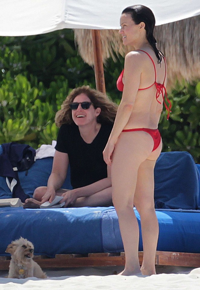 Carla Gugino in Red Bikini in Cancun