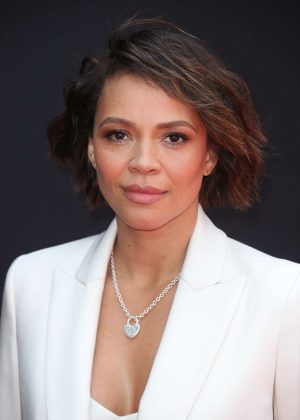 Carmen Ejogo at Sir Ridley Scott hand and footprint ceremony in Hollywood