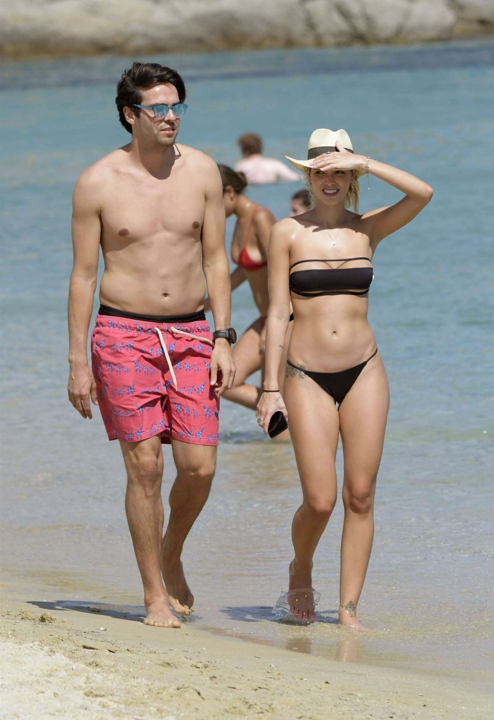 Carolina Dias with Ricardo Kaka on Nammos beach in Mykonos