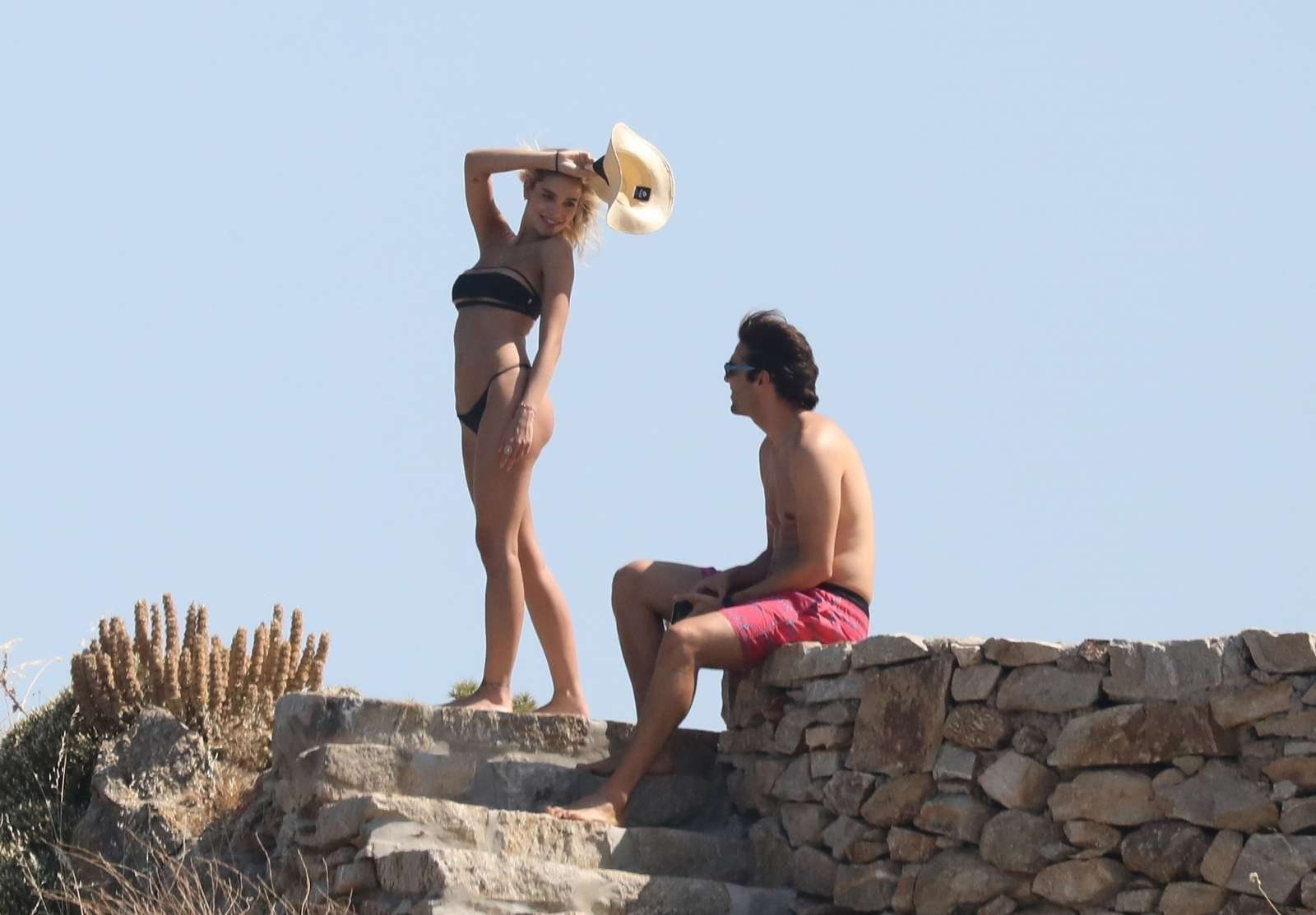 Carolina Dias with Ricardo Kaka on Nammos beach in Mykonos