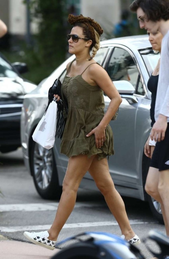 Caroline Flack in Mini Dress out in Miami