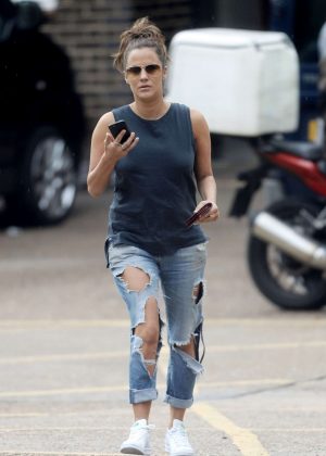 Caroline Flack in Ripped Jeans out in London