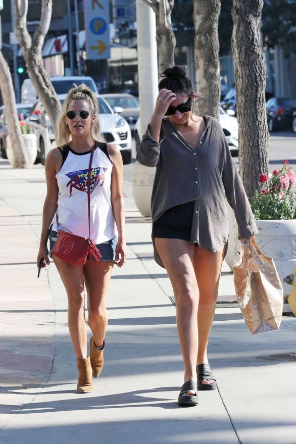 Caroline Flack on Sunset Blvd with a friend in Los Angeles