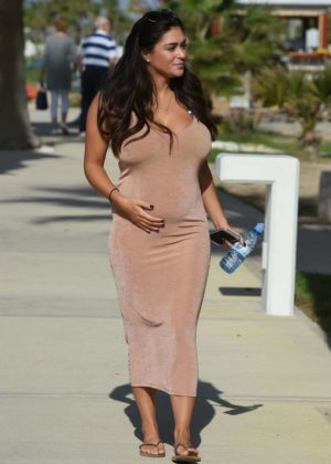 Casey Batchelor in Long Dress Out in Cyprus