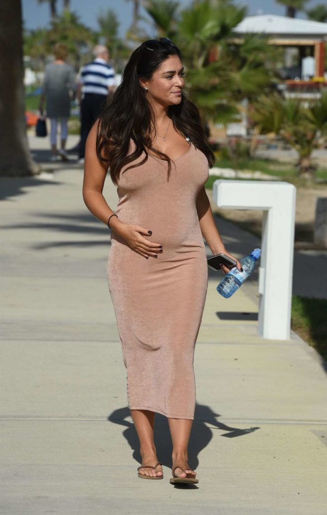 Casey Batchelor in Long Dress Out in Cyprus