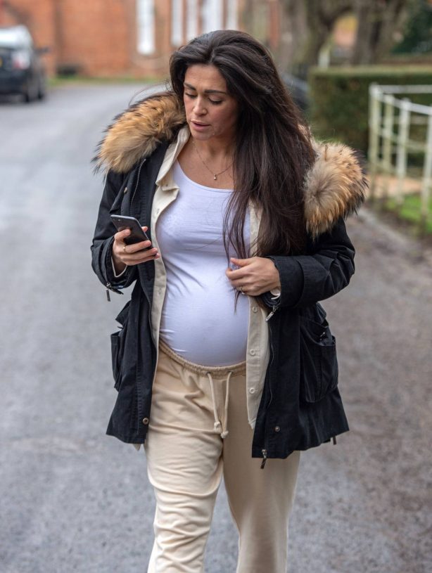Casey Batchelor - Shows off her growing baby bump spotted out in Hertfordshire