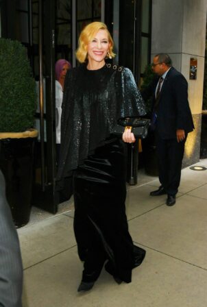 Cate Blanchett - Leaves her hotel in a black sequin dress in New York