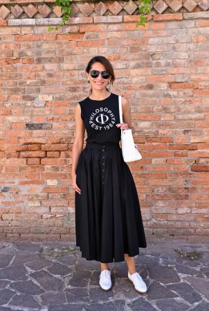Caterina Murino - Photographed in her black attire in 80th Venice Film Festival