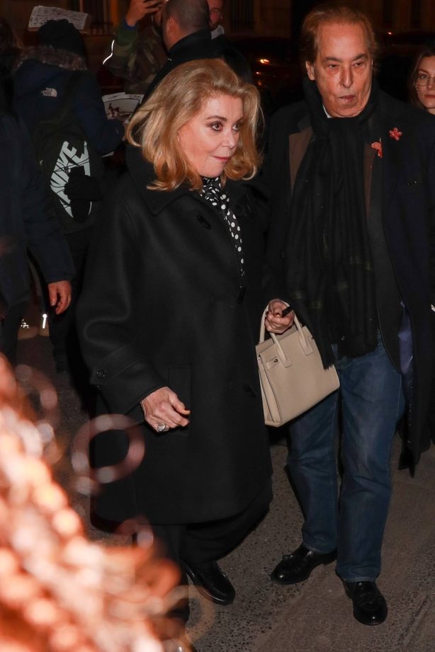 Catherine Deneuve - Leaving the YSL party at YSL Headquarters in Paris
