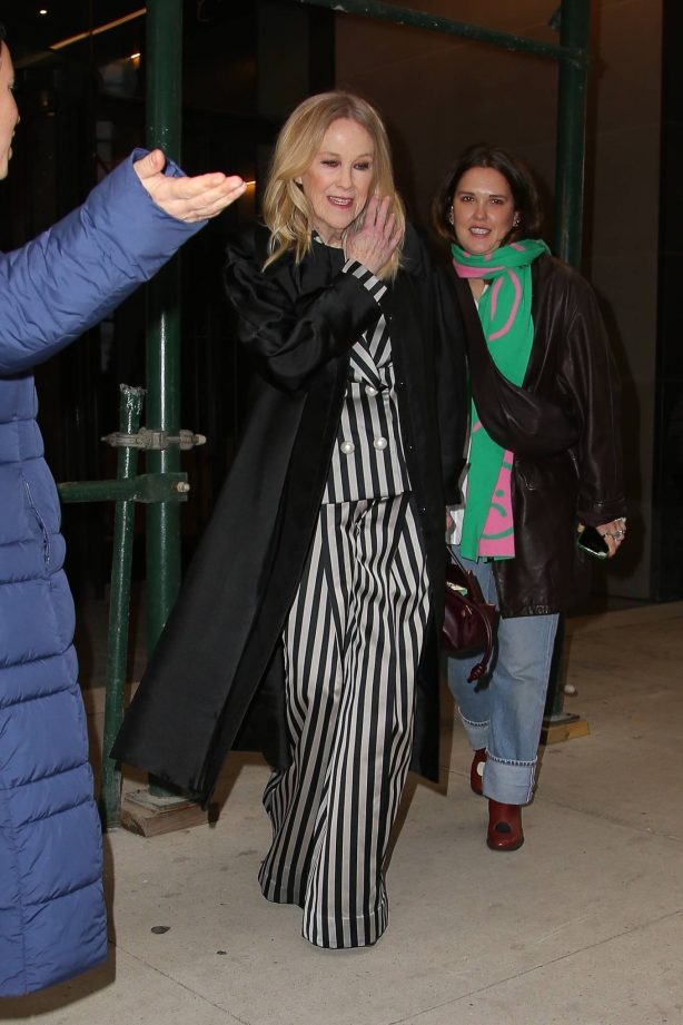 Catherine O'Hara - In a chic black and white suit in New York