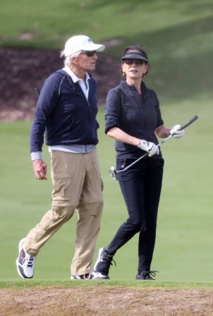Catherine Zeta-Jones - Seen at golf course in Montecito
