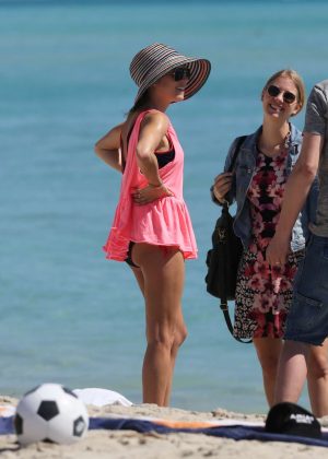 Cathy Hummels on the beach in Miami