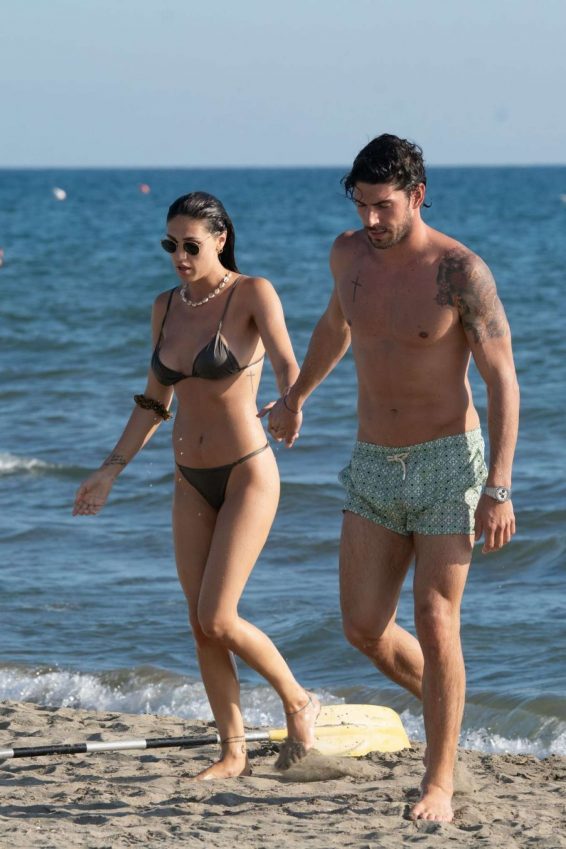 Cecilia Rodriguez in Bikini with Ignazio Moser on the beach in Forte dei Marmi
