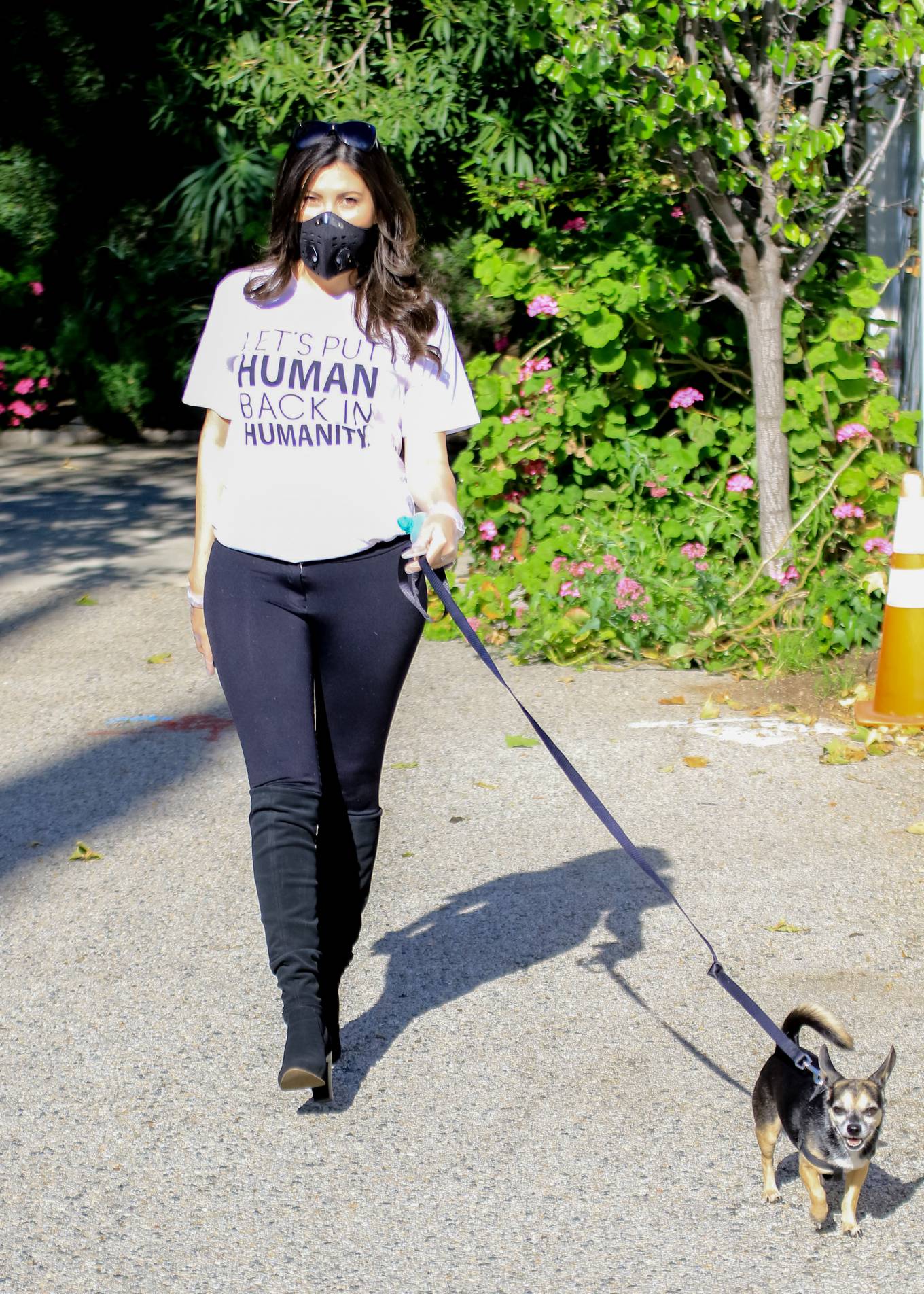 Celeste Thorson â€“ Out for a walk with her pup in Los Angeles
