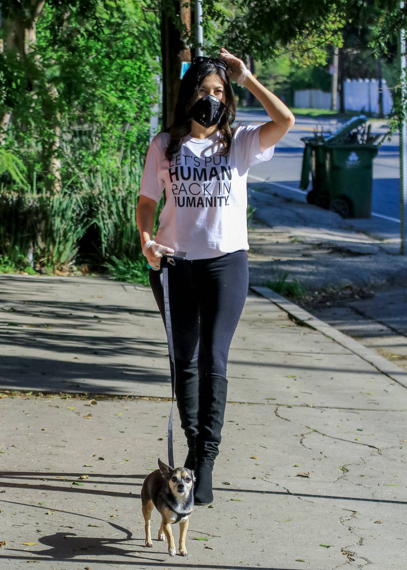 Celeste Thorson â€“ Out for a walk with her pup in Los Angeles