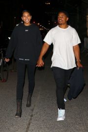 Chanel Iman and Sterling Shepard - Leaves Off-White Dinner at L'Avenue in New York
