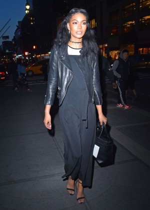 Chanel Iman in Black night out in Manhattan