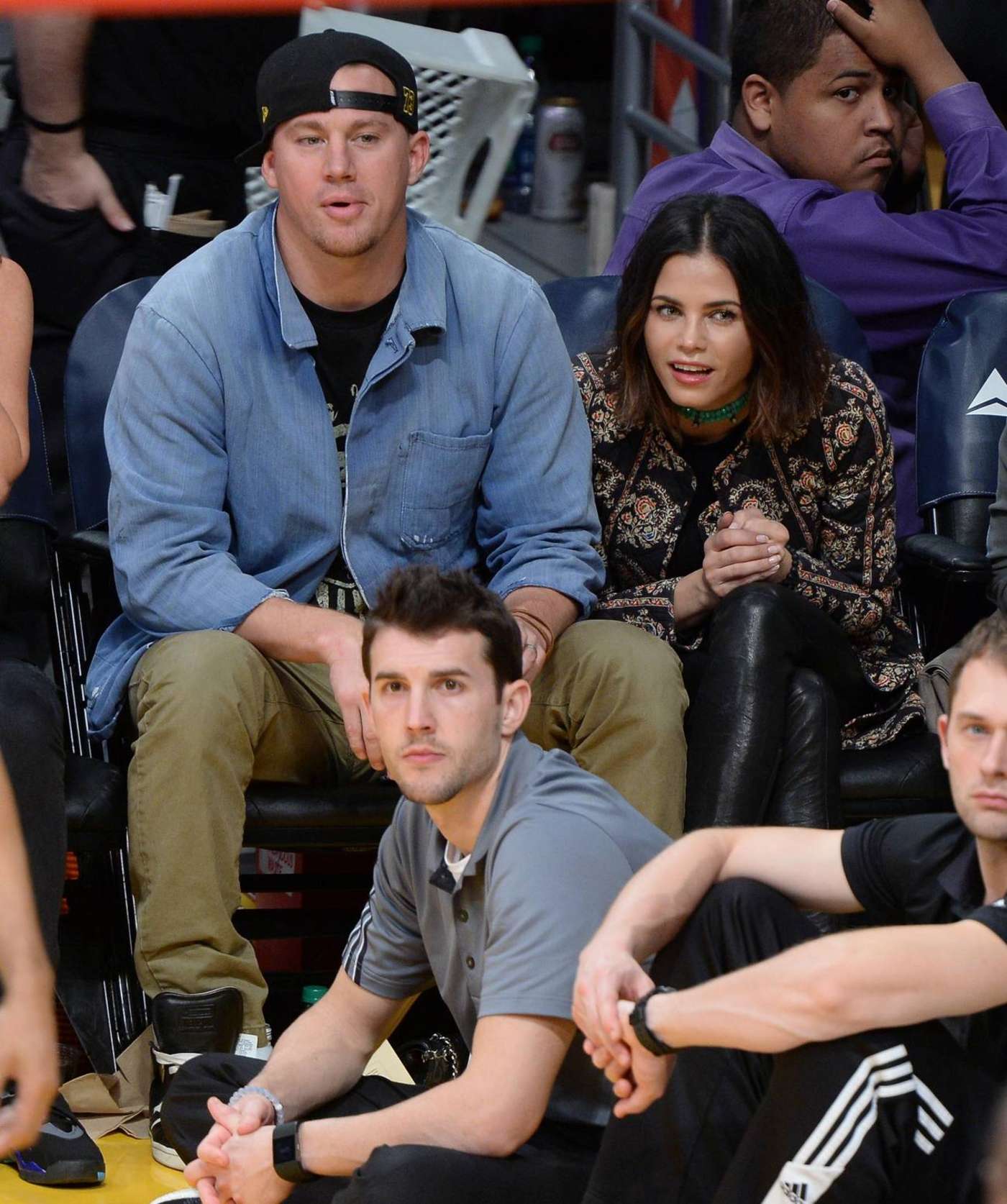 Jenna Dewan Tatum 2015 : Channing Tatum Jenna Dewan and Emmanuelle Chriqui Watch Lakers Game -15