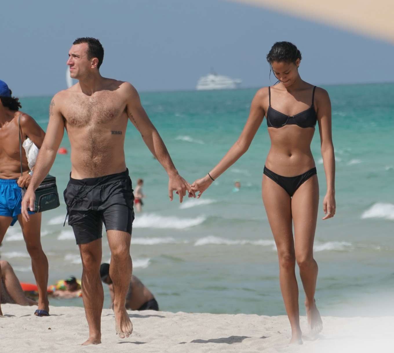 Chantal Monaghan in Black Bikini at the beach in Miami. 