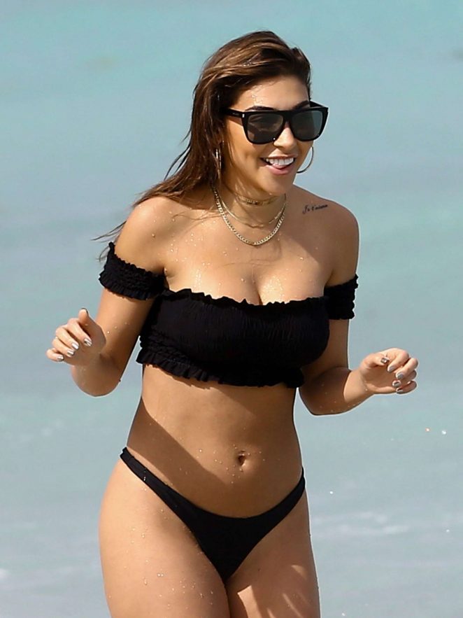 Chantel Jeffries in Black Bikini at the beach in Miami