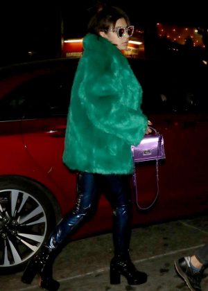 Charli XCX in Green Fur Caot at The Abbey in West Hollywood