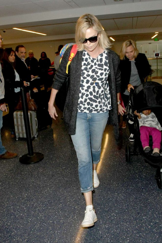 Charlize Theron Arrives at LAX airport in Los Angeles