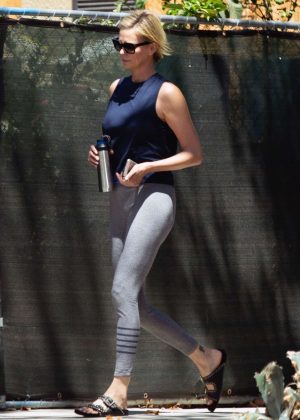 Charlize Theron in Grey Tights - Out in Los Angeles