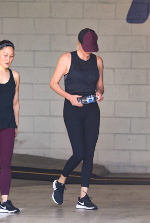 Charlize Theron - leaves a gym session with a friend in Los Angeles