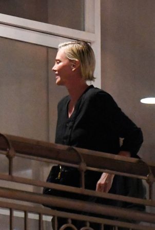 Charlize Theron - Leaves dinner with a friend