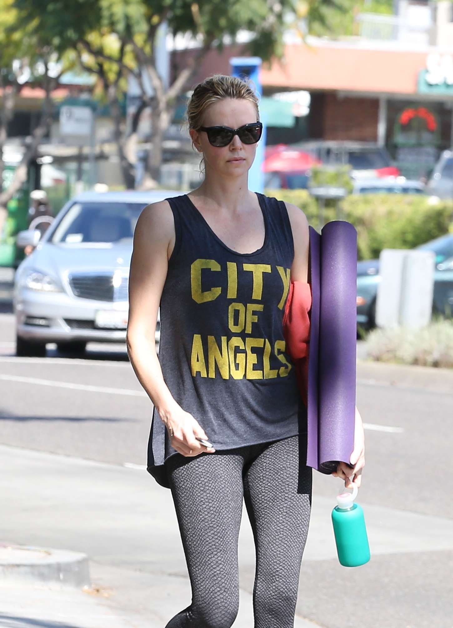 Charlize Theron in Tight Leggings Leaving a yoga class in LA