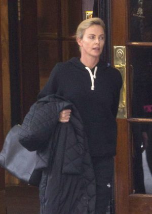 Charlize Theron - Leaving her hotel in Montreal