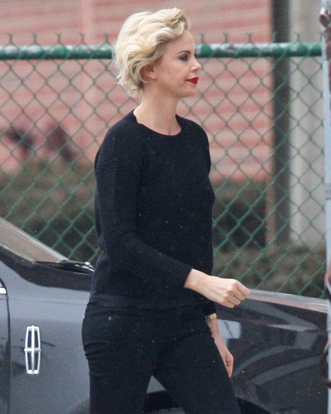Charlize Theron on the set of 'The Nash Edgerton Project' in Chicago