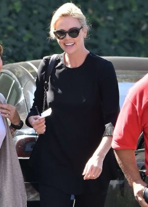 Charlize Theron - Seen as she exits a local sushi place in Studio City