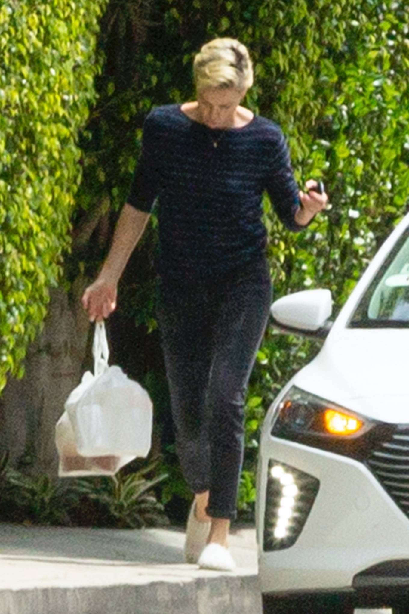 Charlize Theron â€“ Take Her Delivery Outside Her Home In Los Angeles