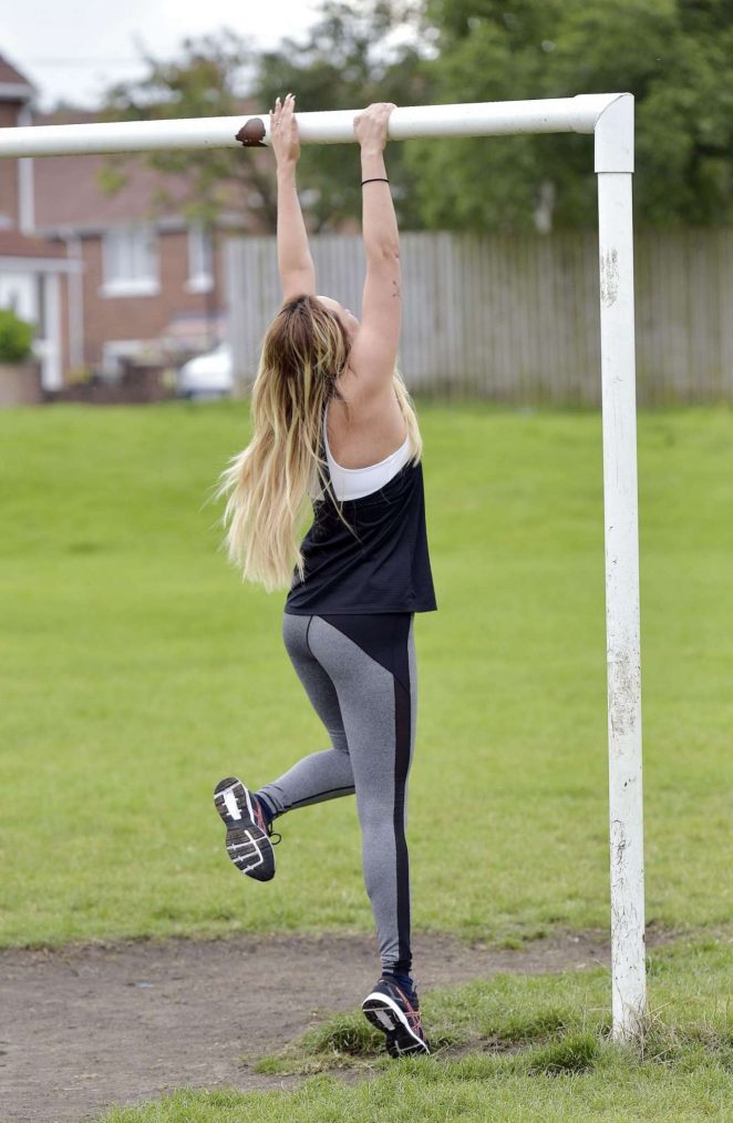 Charlotte Crosby in Tights Workout in Newcastle