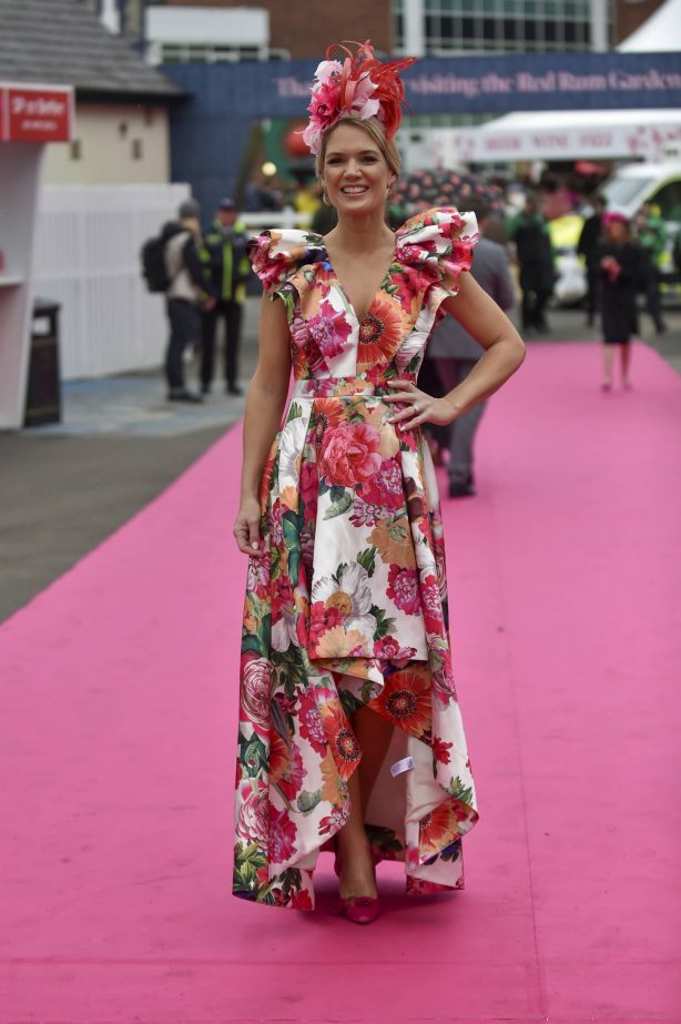 Charlotte Hawkins - Arriving to Aintree Grand National Festival 2023
