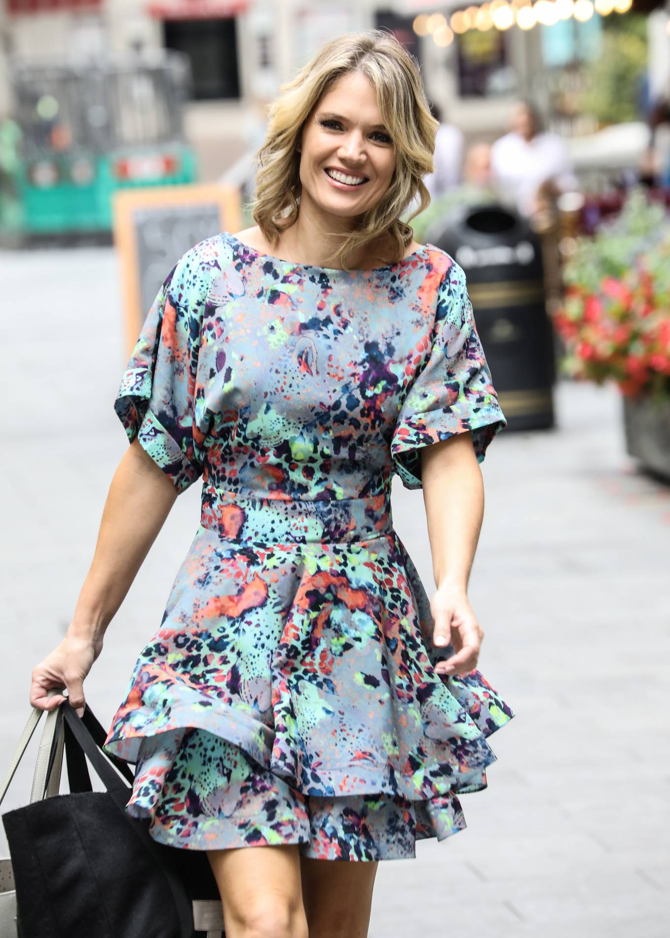 Charlotte Hawkins – In a floral mini dress outside the Global Radio ...