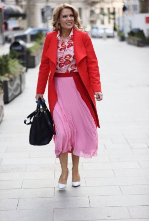 Charlotte Hawkins - In pink skirt at Global radio in London